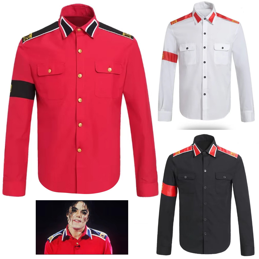 Vintage Victorian Fashion - Michael Jackson Savaş Karşıtı Askeri Gömlek