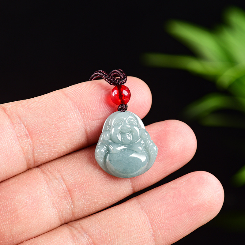 Vintage Fashion Necklace - Myanmar Jadeite Guanyin Buda Kolye Kolye