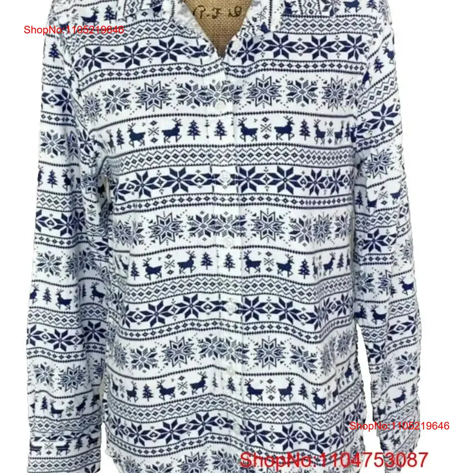 Vintage Fashion Faire - Lands End Fair Isle Flanel Düğmeli
