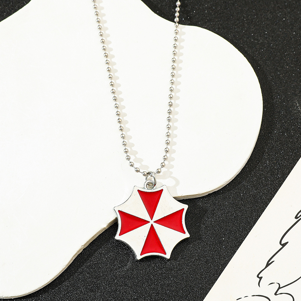 Vintage Fashion Necklace - Vintage Moda Kırmızı Şemsiye Kolye Kolye