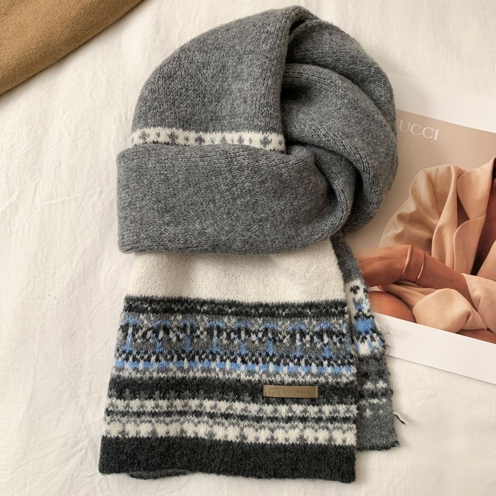 Vintage Fashion Faire - Yeni Fair Isle Desenli Patchwork Eşarp