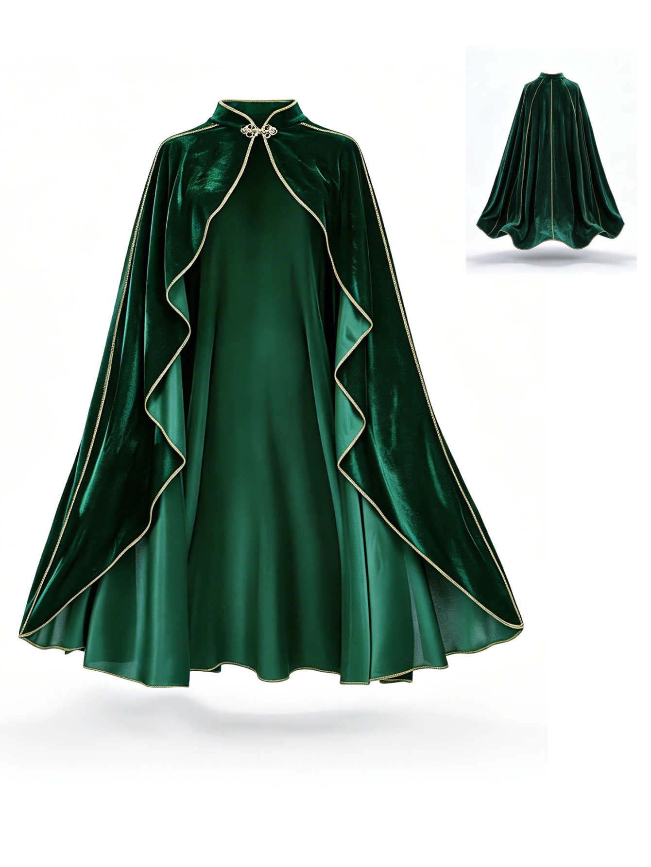 Vintage Victorian Fashion - Kadınlar için Vintage Yeşil Kadife Pelerin,