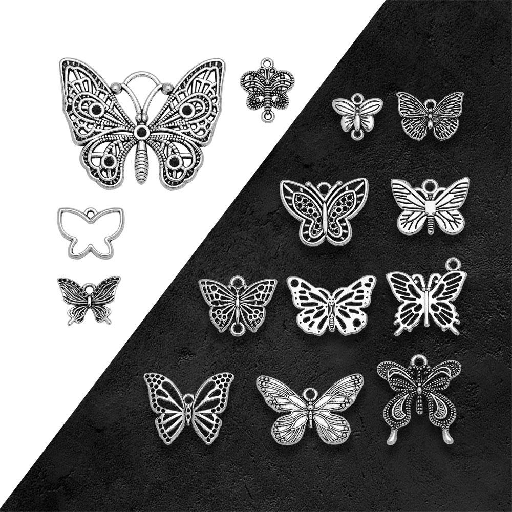 Vintage Fashion Resale - Antik gümüş kaplama sevimli kelebek Charms