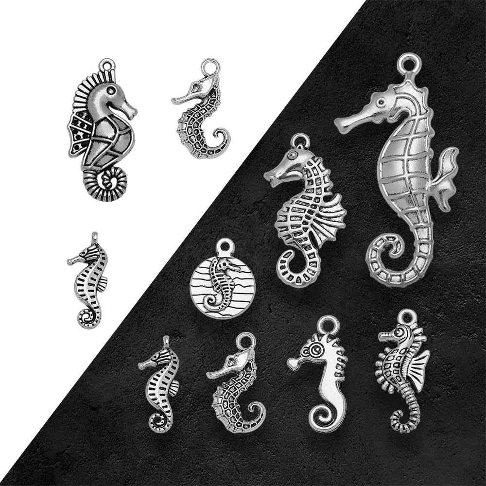 Vintage Fashion Resale - Antik gümüş kaplama okyanus yaşamı horse