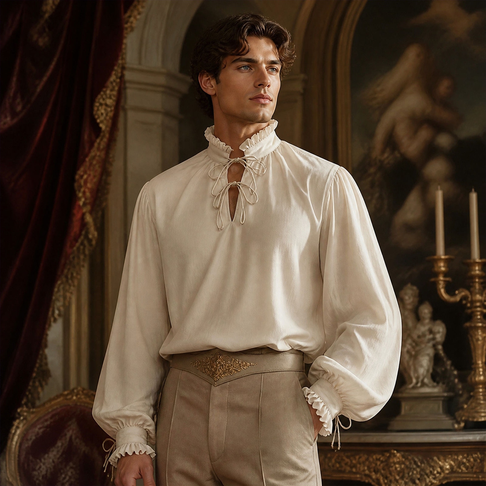 Vintage Victorian Fashion - Orta Çağ Rönesans Korsan Gömleği Erkek