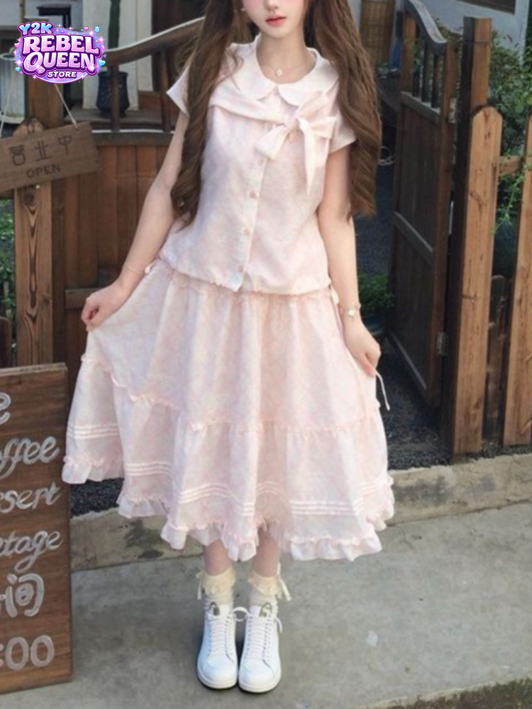Vintage Fashion Outfit - Japon Vintage Tatlı Fiyonklu Peter Pan