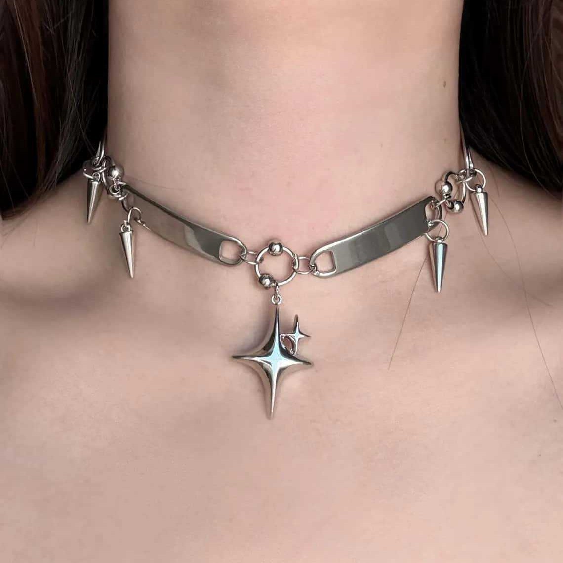 Punk Yıldızı Perçinli Gerdanlı - Vintage Fashion Necklace incelemesi ve fiyatı