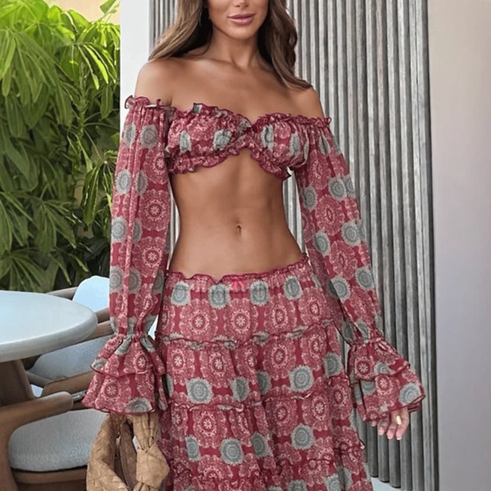 Vintage Baskılı Etek İki Parça - Vintage Fashion Outfit incelemesi ve fiyatı