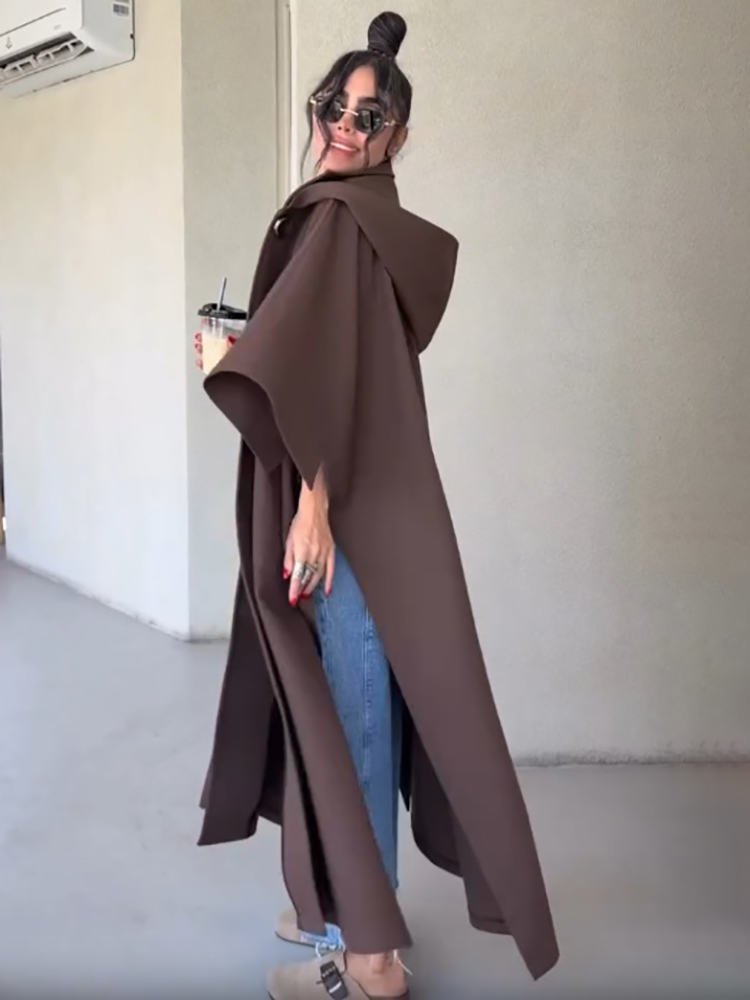 Moda Düz Renk Pelerin Tarzı Uz - Vintage Fashion Style Female incelemesi ve fiyatı